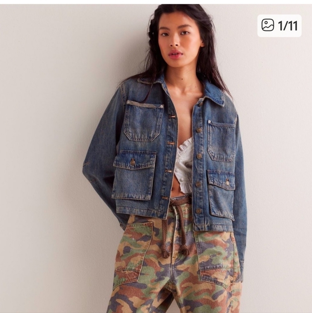 NWT "XL" Free People We The Free Dani Denim Jacket in “From the Shetland”